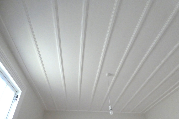 White painted battened ceilings